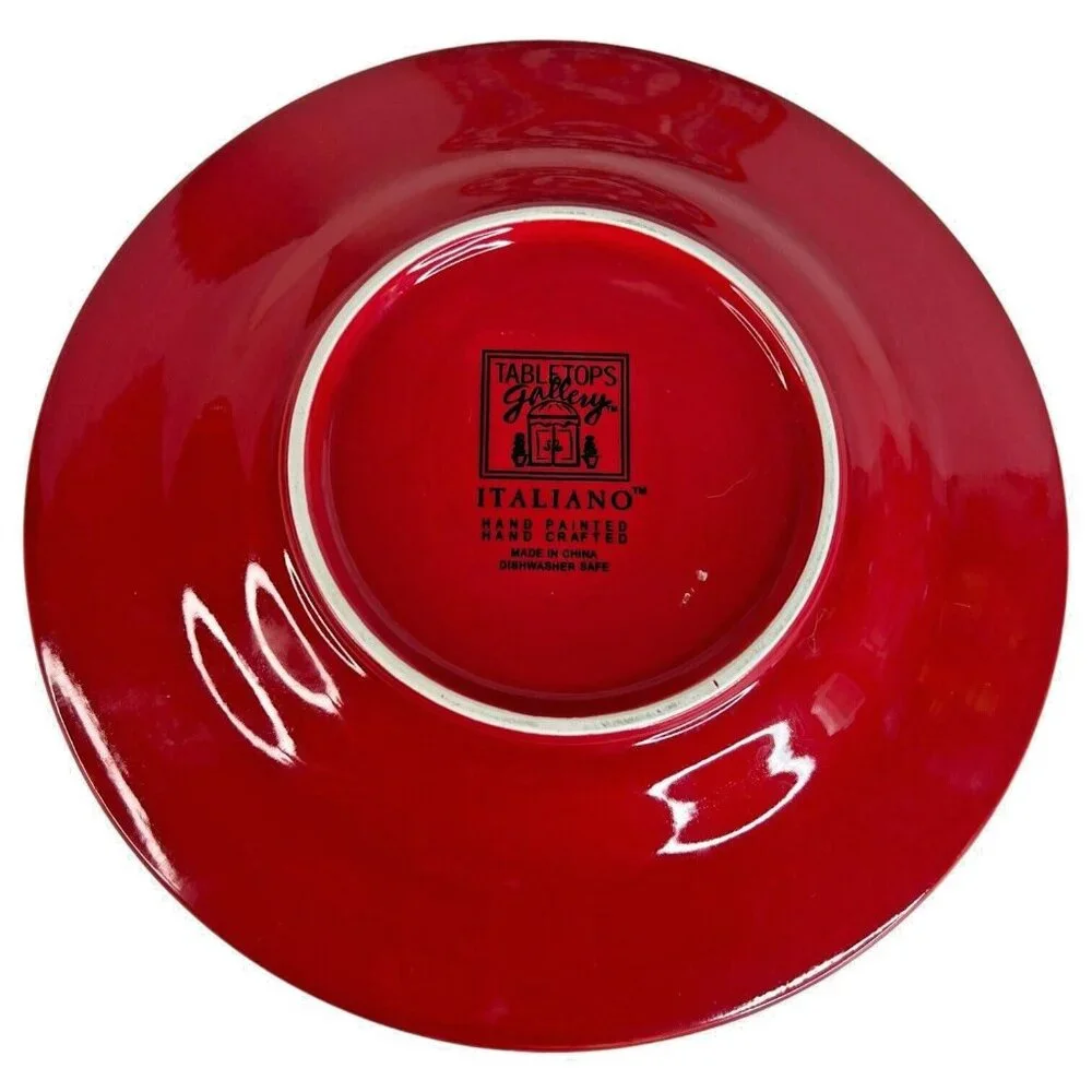 3 Tabletops Gallery Italiano Red Salad Luncheon Plates‎ Round Hand Painted 8.75